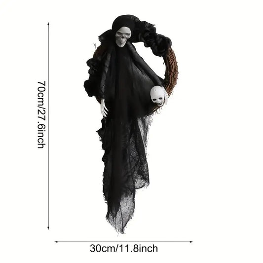 Black and White Ghost Door Hanging for Halloween Decor