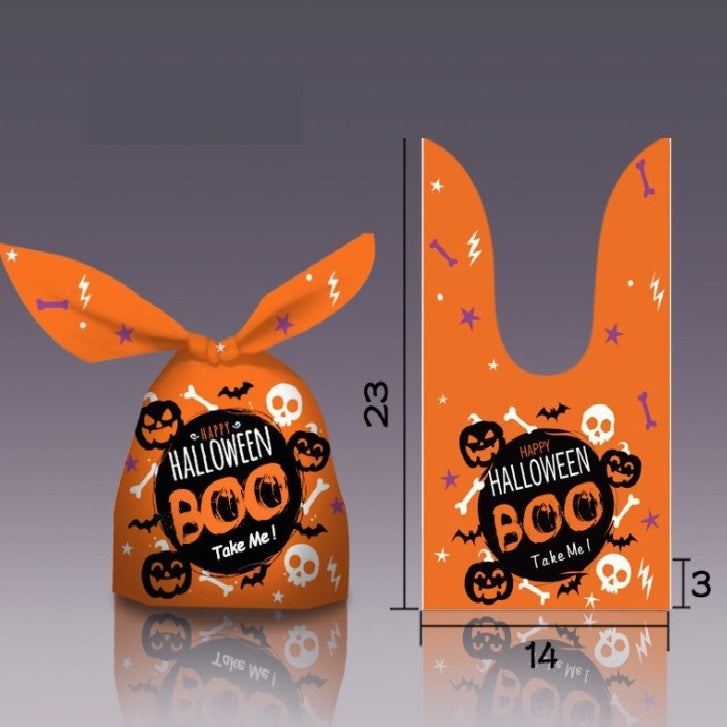 50pcs Halloween Rabbit Ears Pumpkin Snack Bags