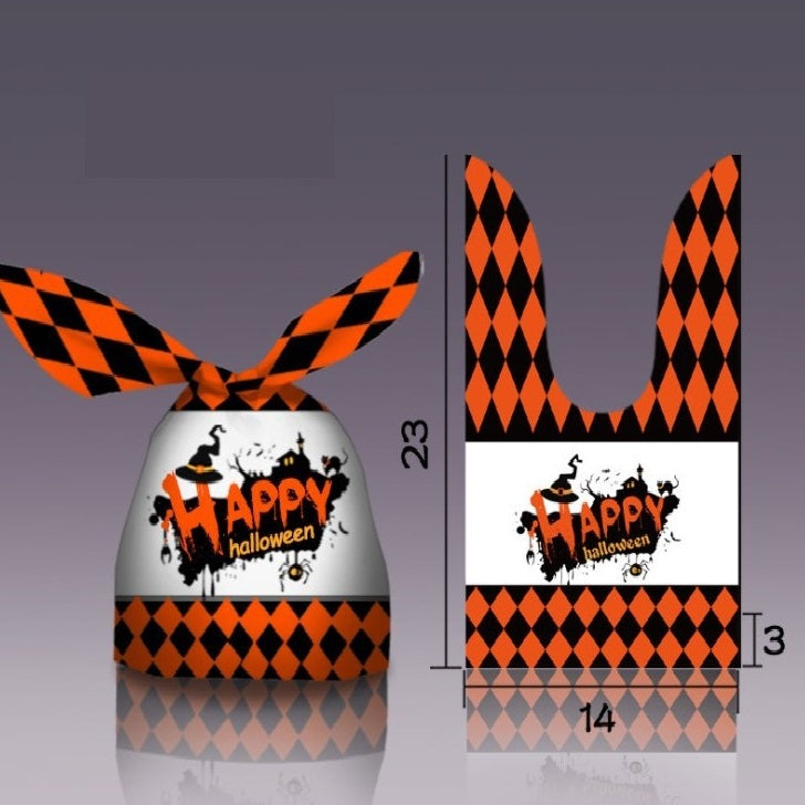 50pcs Halloween Rabbit Ears Pumpkin Snack Bags