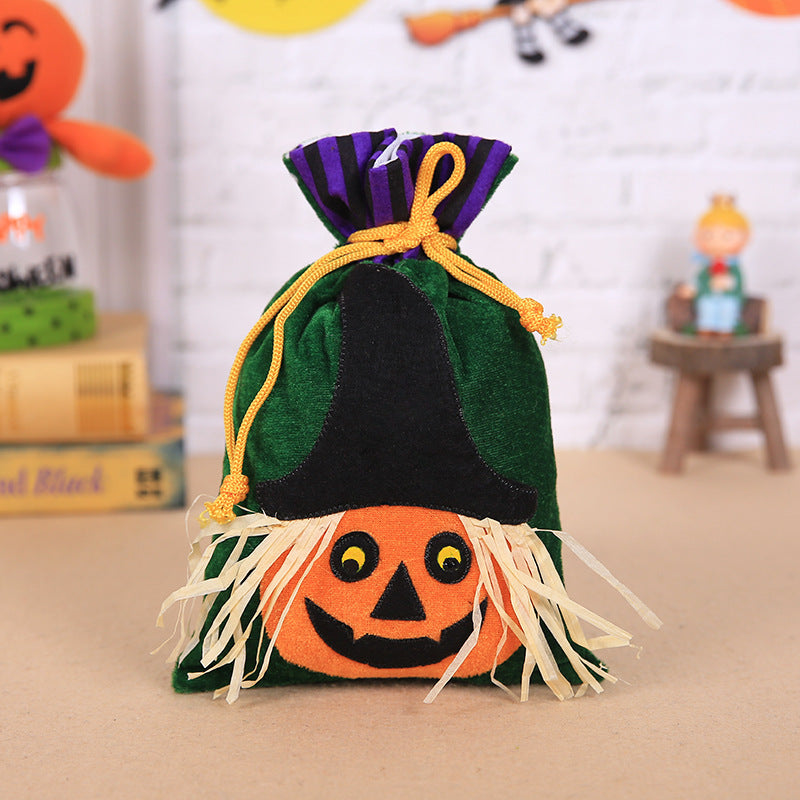 Children's Portable Velvet Pumpkin Witch Gift Bag