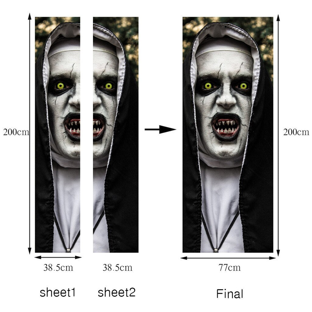 Halloween Scary Nun Ghost Stickers (Set of 3)