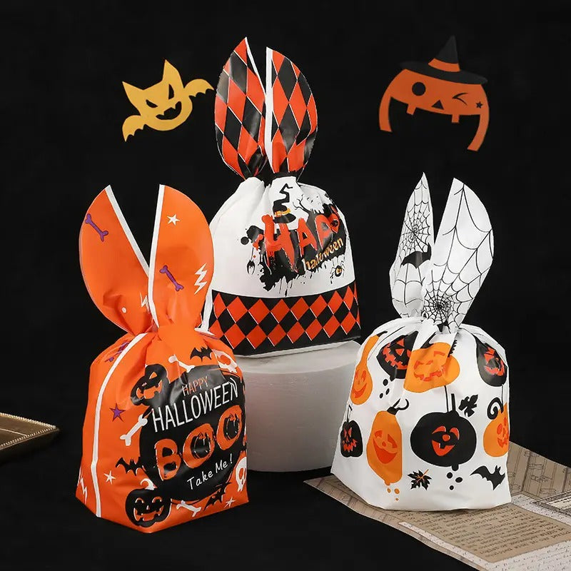 50pcs Halloween Rabbit Ears Pumpkin Snack Bags