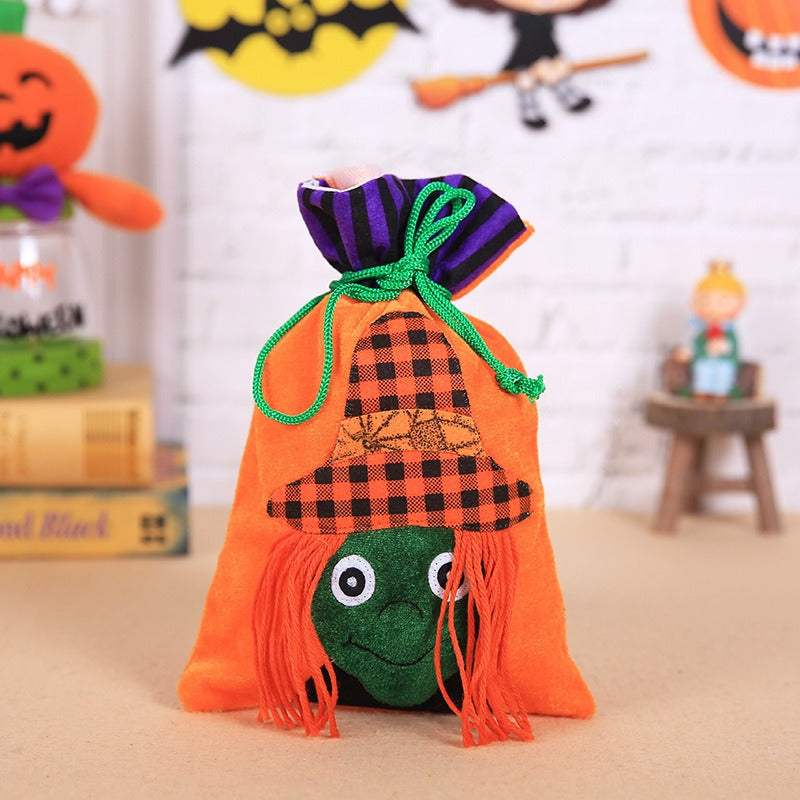 Children's Portable Velvet Pumpkin Witch Gift Bag