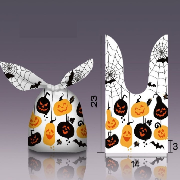 50pcs Halloween Rabbit Ears Pumpkin Snack Bags