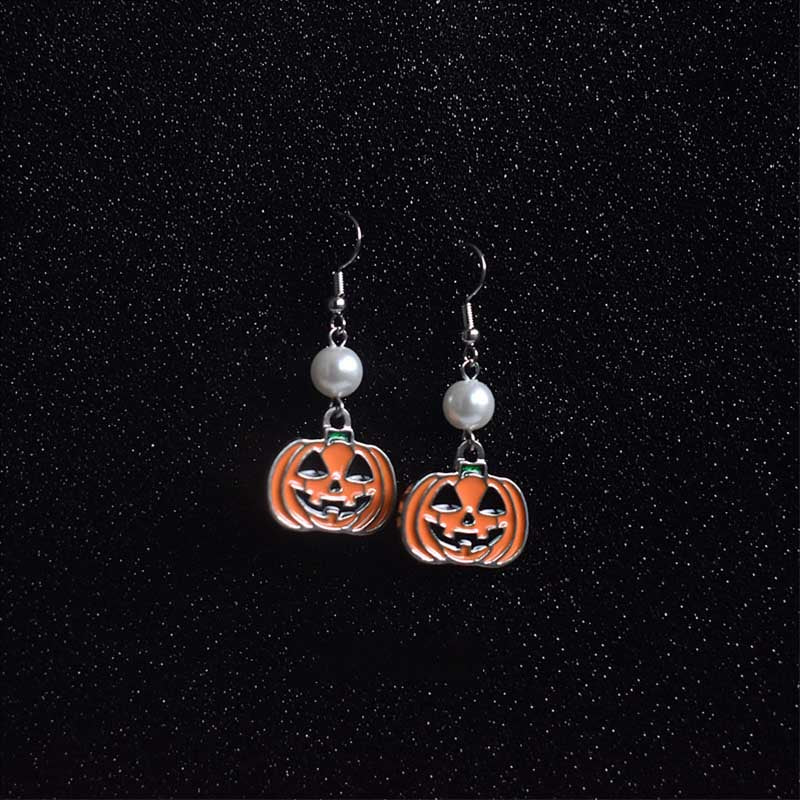 Creative Pumpkin Pearl Earrings for Halloween
