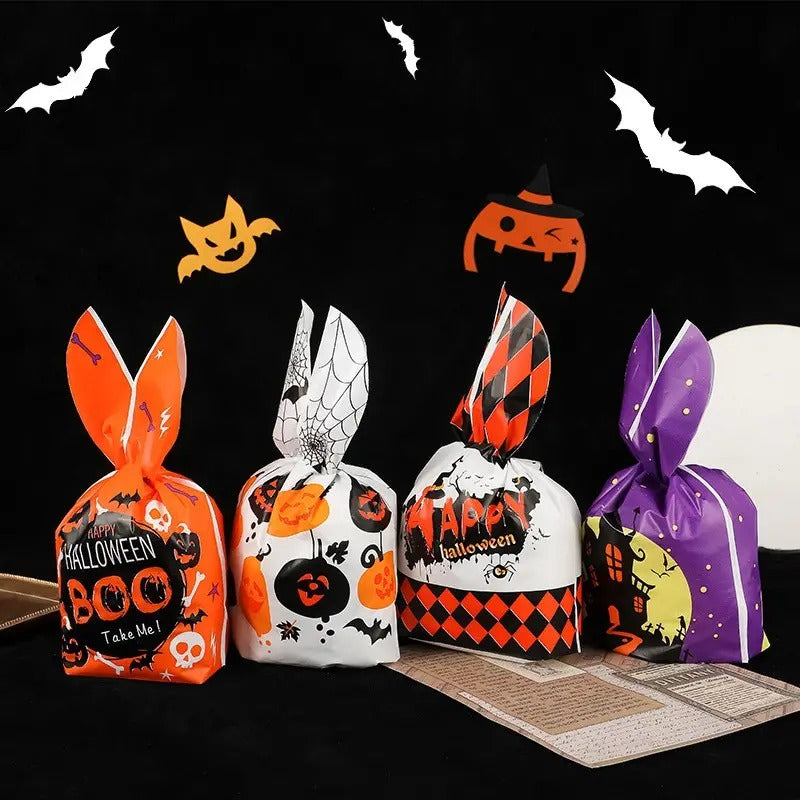 50pcs Halloween Rabbit Ears Pumpkin Snack Bags