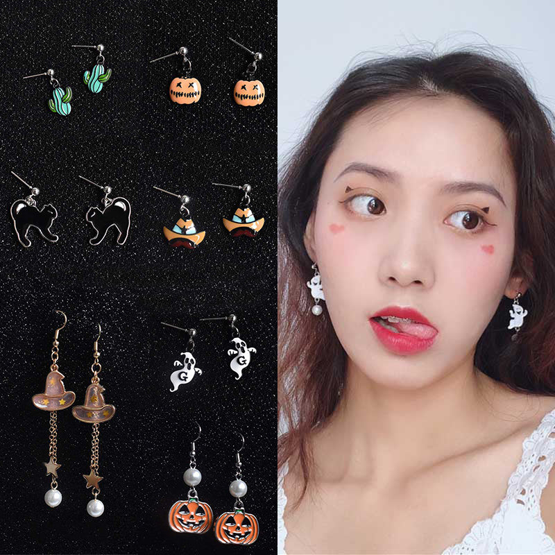 Creative Pumpkin Pearl Earrings for Halloween