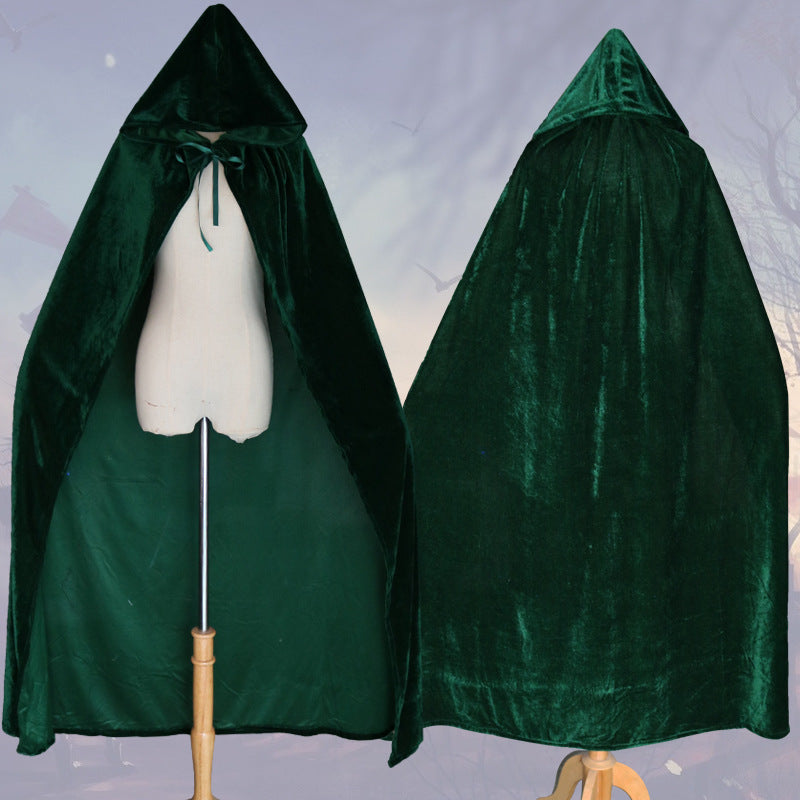 Velvet Cloak for Halloween Costume and Witch Robe