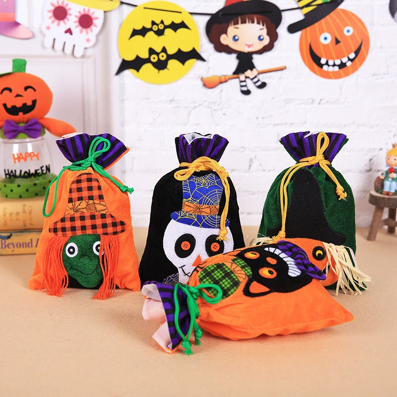 Children's Portable Velvet Pumpkin Witch Gift Bag