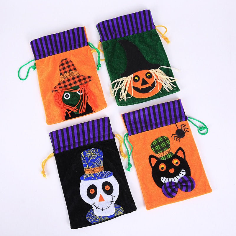 Children's Portable Velvet Pumpkin Witch Gift Bag
