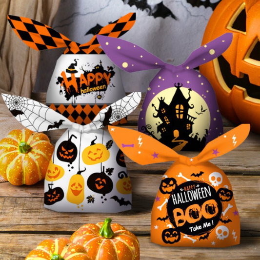 50pcs Halloween Rabbit Ears Pumpkin Snack Bags