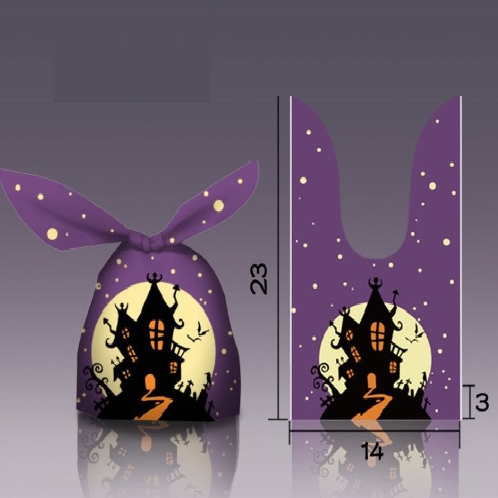50pcs Halloween Rabbit Ears Pumpkin Snack Bags