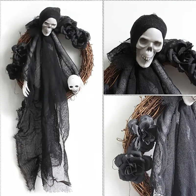 Black and White Ghost Door Hanging for Halloween Decor
