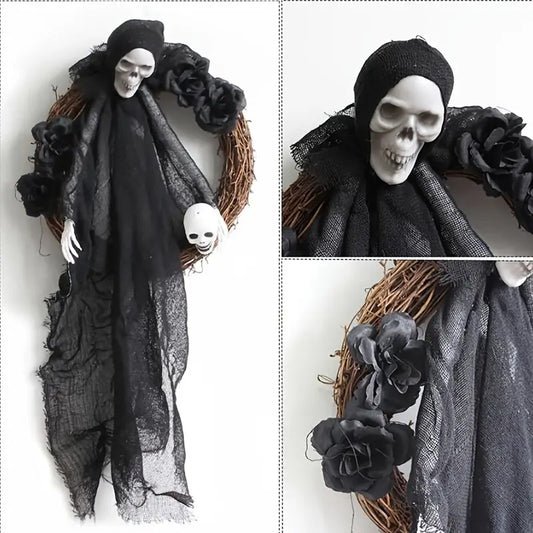 Black and White Ghost Door Hanging for Halloween Decor
